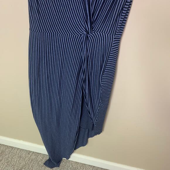 Bailey / 44 navy blue striped asymmetrical dress size M - Picture 4 of 13